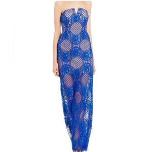 NWT Gianni Bini Strapless Royal Blue Lace Dress Size 9